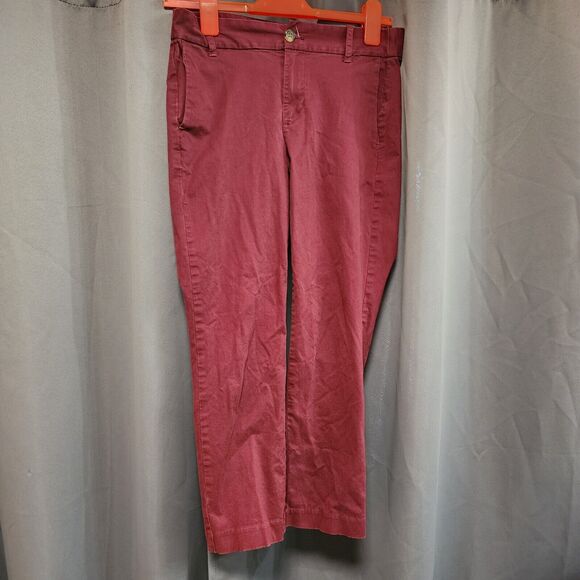 J. Crew Pants - J Crew Women Pants 4 PETITE Chino Stretch Straight Pockets Burgundy